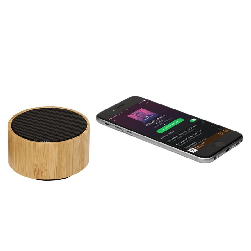 Custom Eco-Friendly Bamboo Bluetooth Speaker with Ambient Lights & Built-in Mic